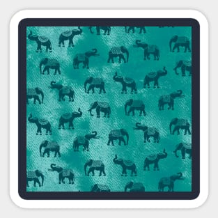 Light Teal Indian Elephants Sticker